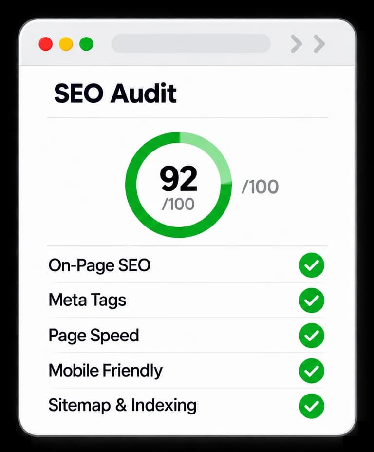 An SEO audit scoring on-page checks